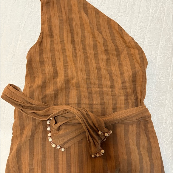 Zara Tan One Shoulder Top with Belt - Picture 1 of 3